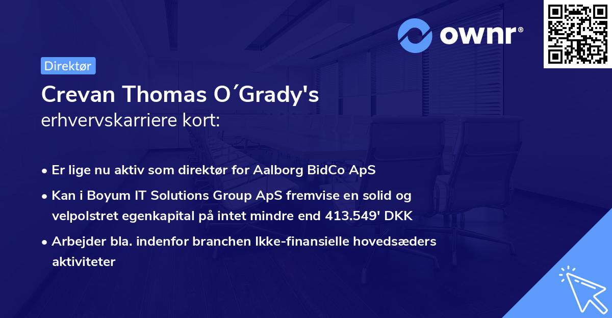 Crevan Thomas O´Grady's erhvervskarriere kort