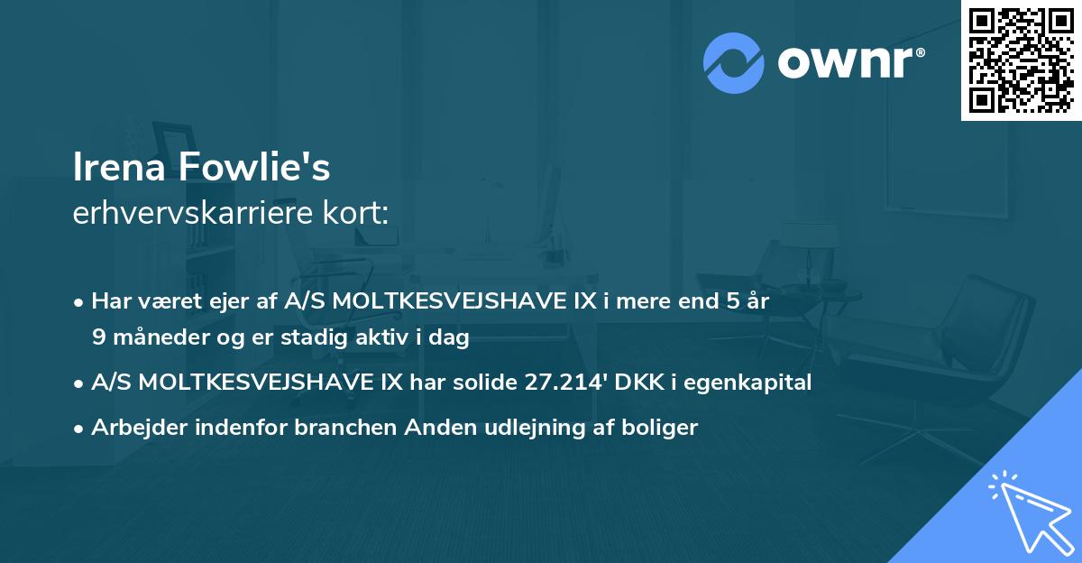 Irena Fowlie's erhvervskarriere kort