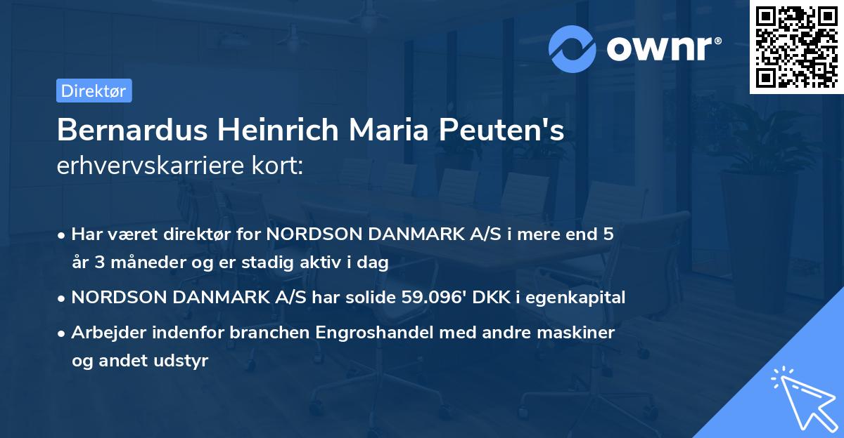 Bernardus Heinrich Maria Peuten's erhvervskarriere kort