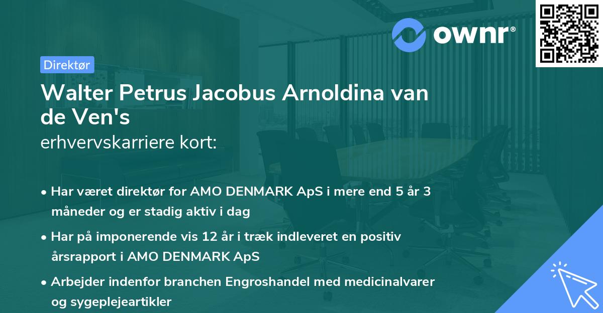 Walter Petrus Jacobus Arnoldina van de Ven's erhvervskarriere kort