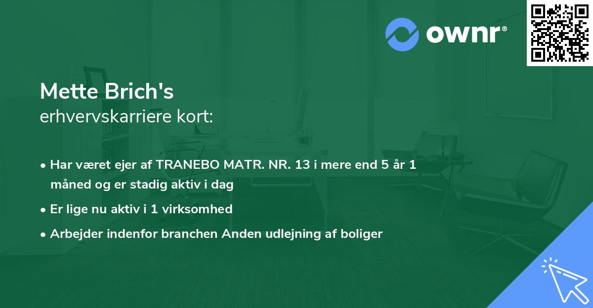 Mette Brich's erhvervskarriere kort