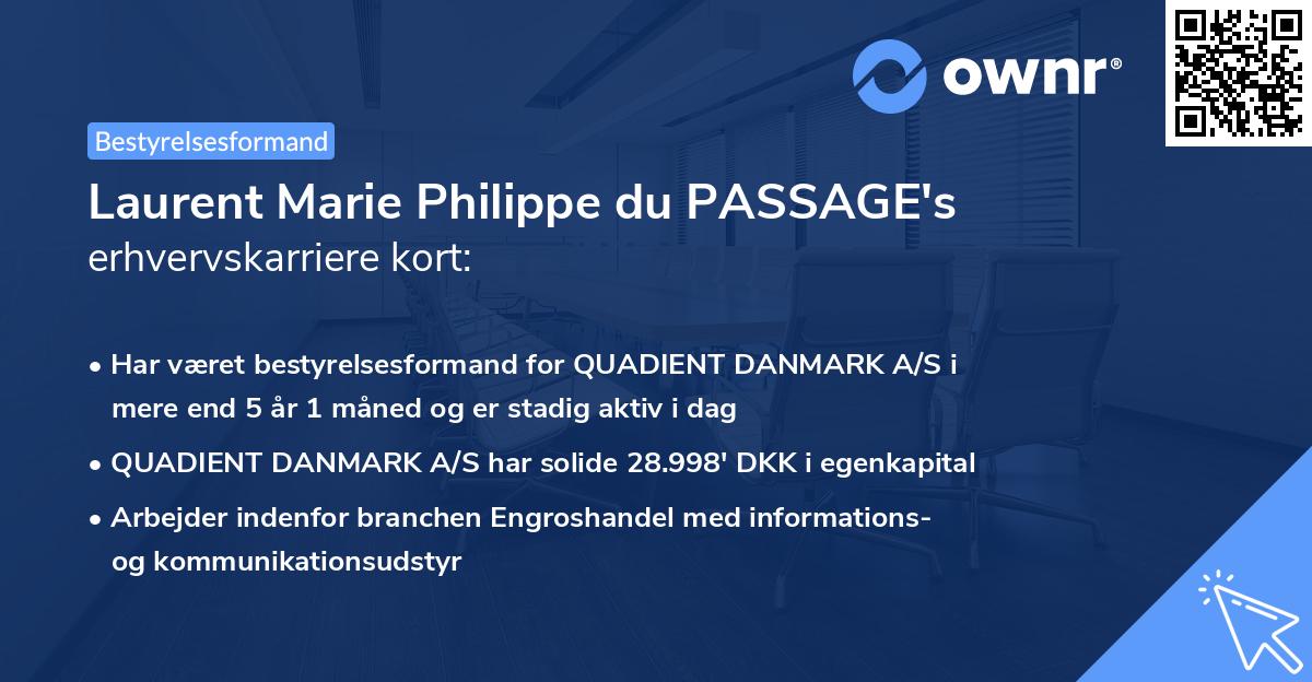 Laurent Marie Philippe du PASSAGE's erhvervskarriere kort