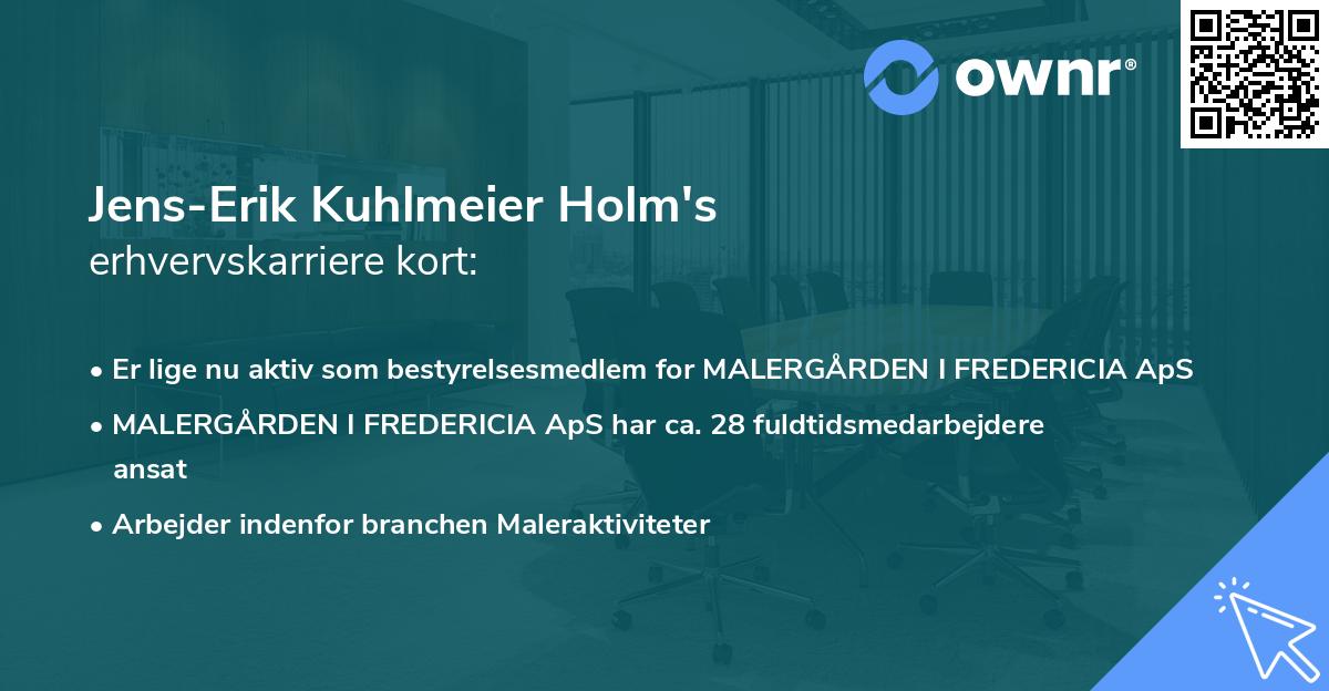 Jens-Erik Kuhlmeier Holm's erhvervskarriere kort