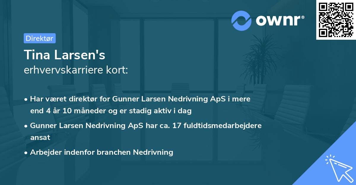 Tina Larsen's erhvervskarriere kort