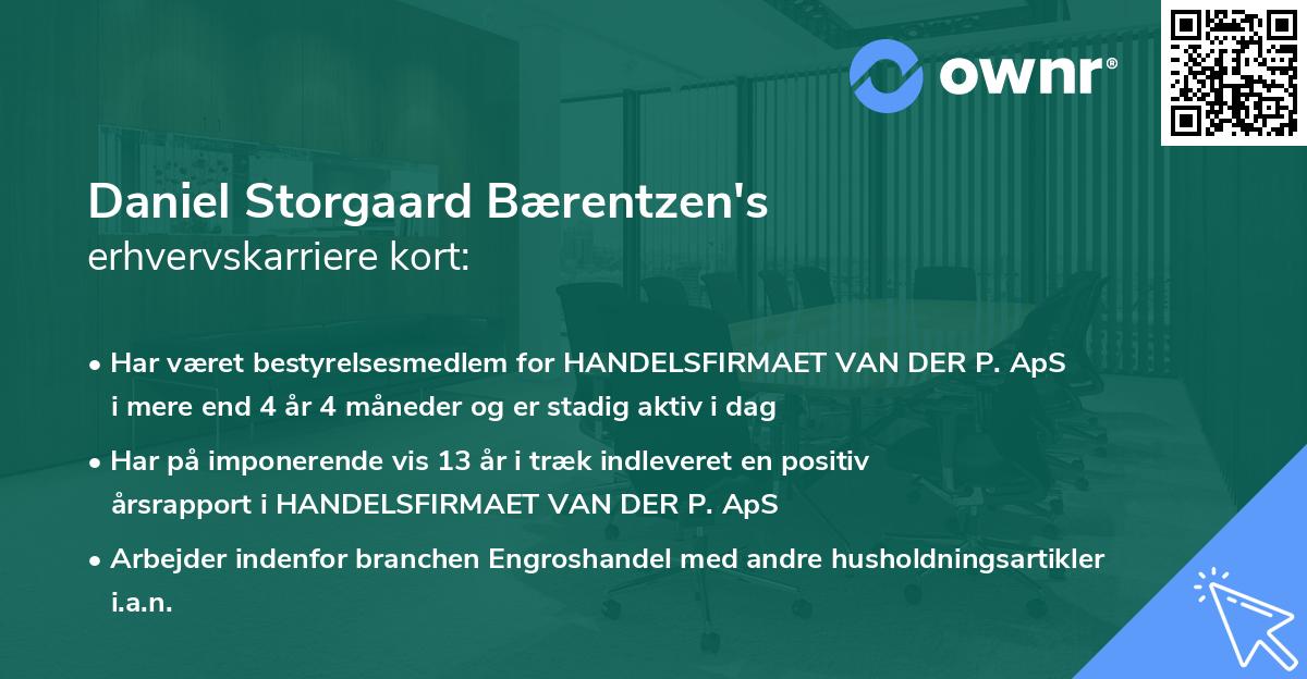 Daniel Storgaard Bærentzen's erhvervskarriere kort