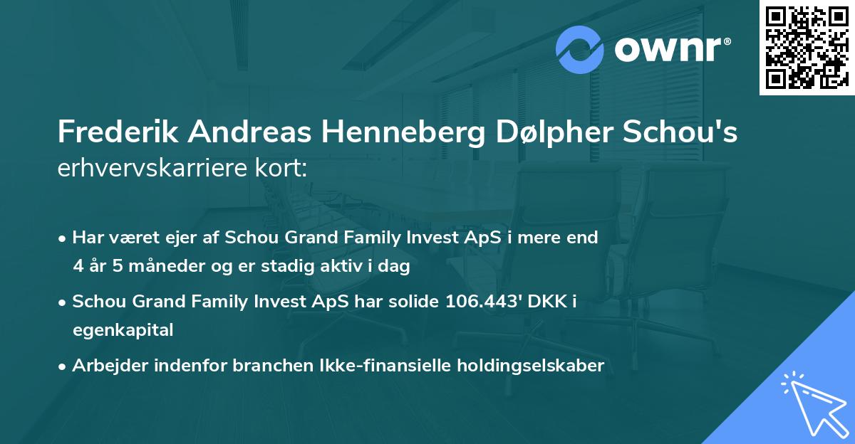 Frederik Andreas Henneberg Dølpher Schou's erhvervskarriere kort