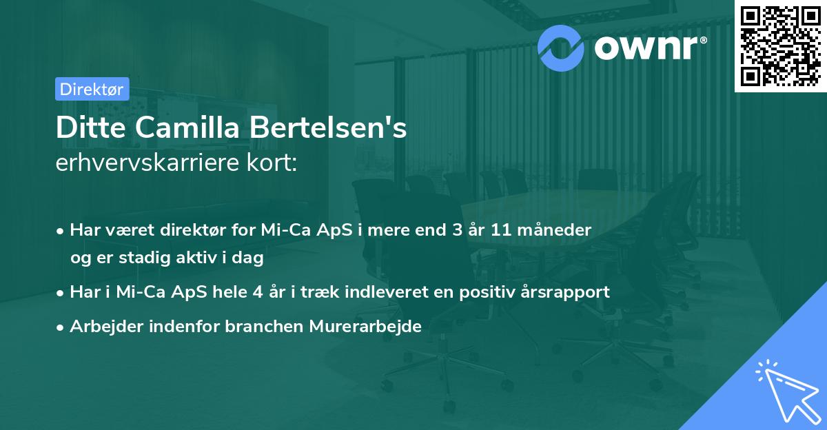 Ditte Camilla Bertelsen's erhvervskarriere kort