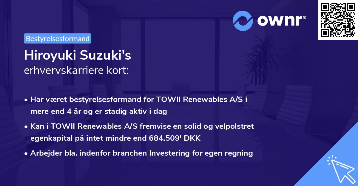 Hiroyuki Suzuki's erhvervskarriere kort