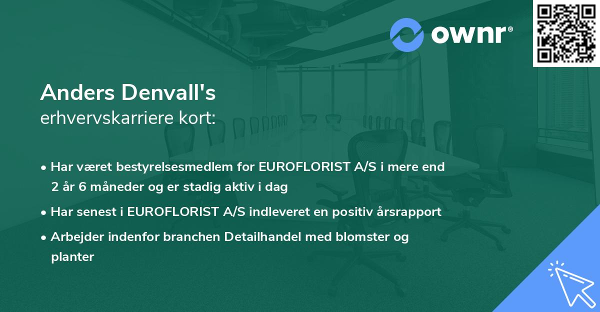 Anders Denvall's erhvervskarriere kort