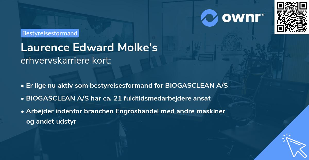 Laurence Edward Molke's erhvervskarriere kort