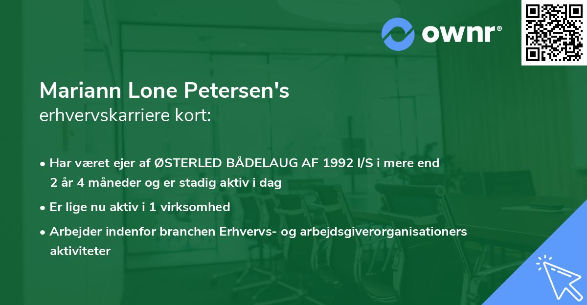 Mariann Lone Petersen's erhvervskarriere kort