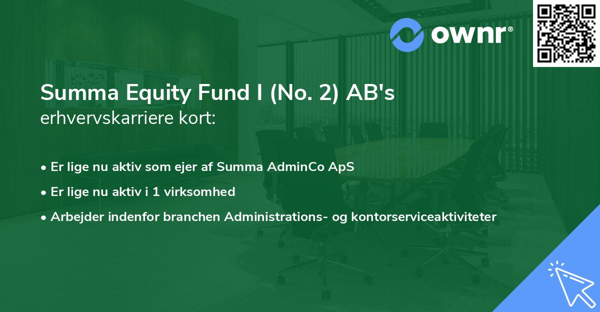 Summa Equity Fund I (No. 2) AB's erhvervskarriere kort