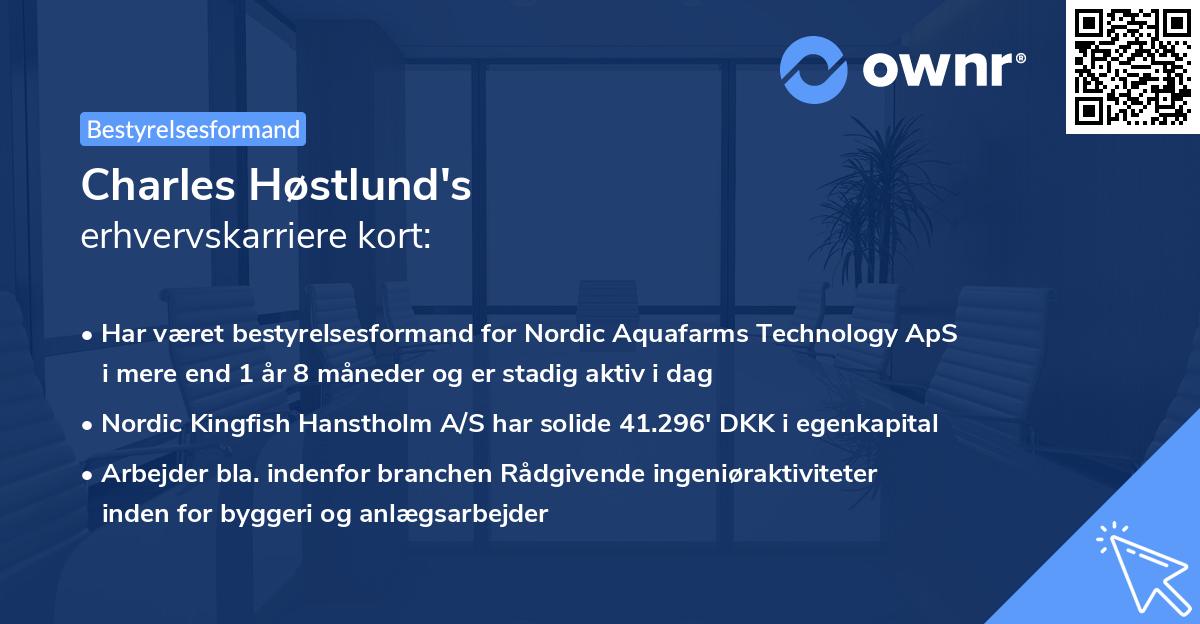 Charles Høstlund's erhvervskarriere kort