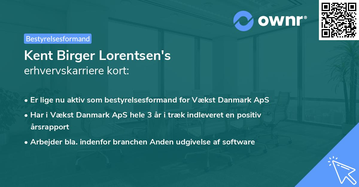 Kent Birger Lorentsen's erhvervskarriere kort