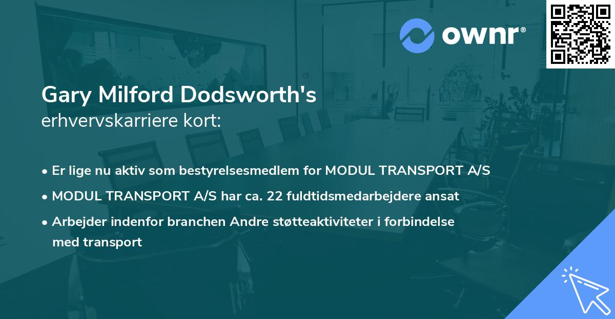 Gary Milford Dodsworth's erhvervskarriere kort