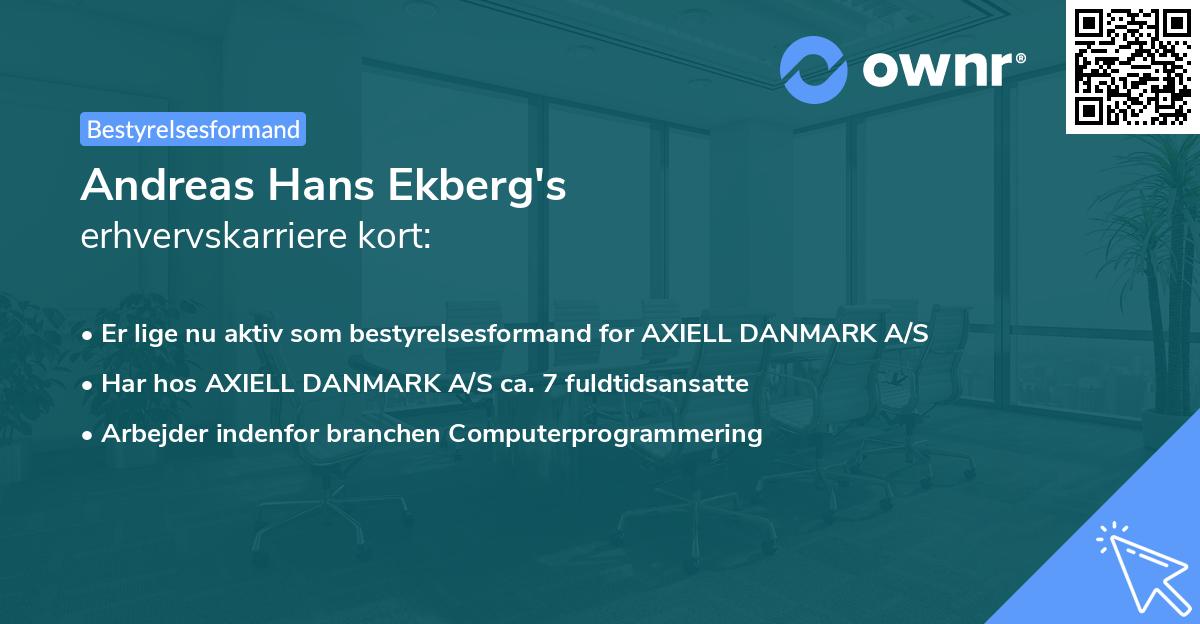 Andreas Hans Ekberg's erhvervskarriere kort
