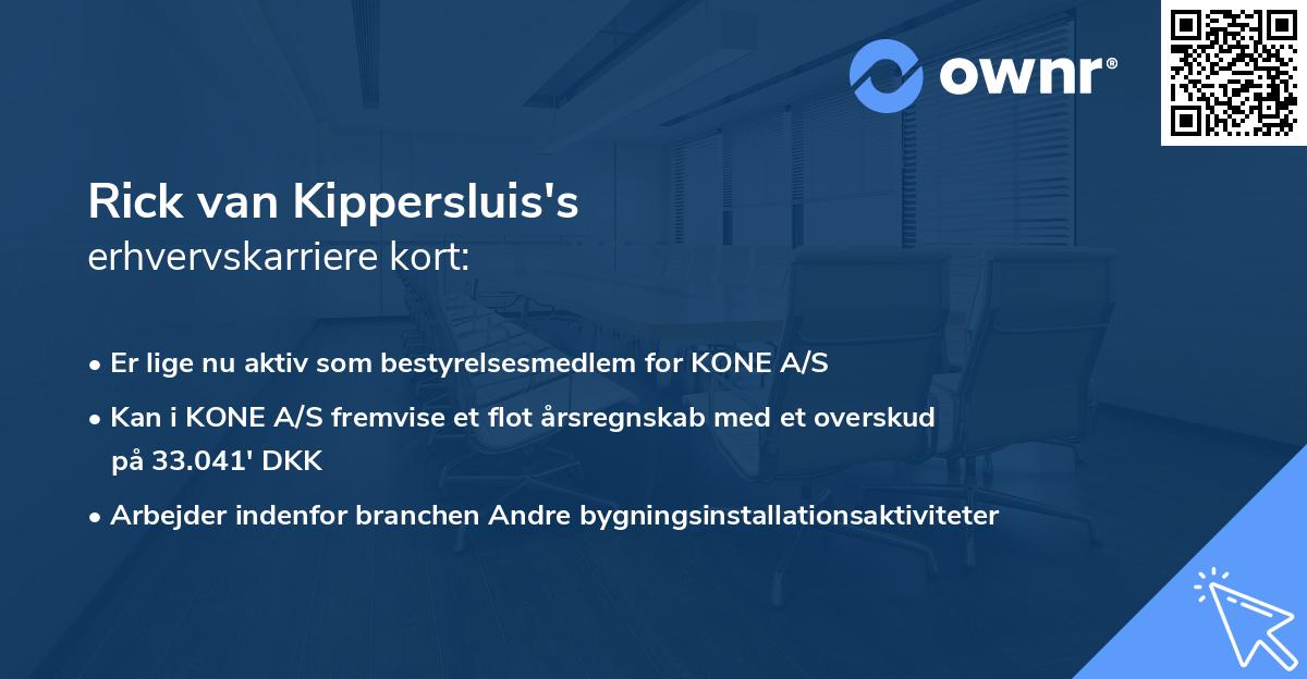 Rick van Kippersluis's erhvervskarriere kort