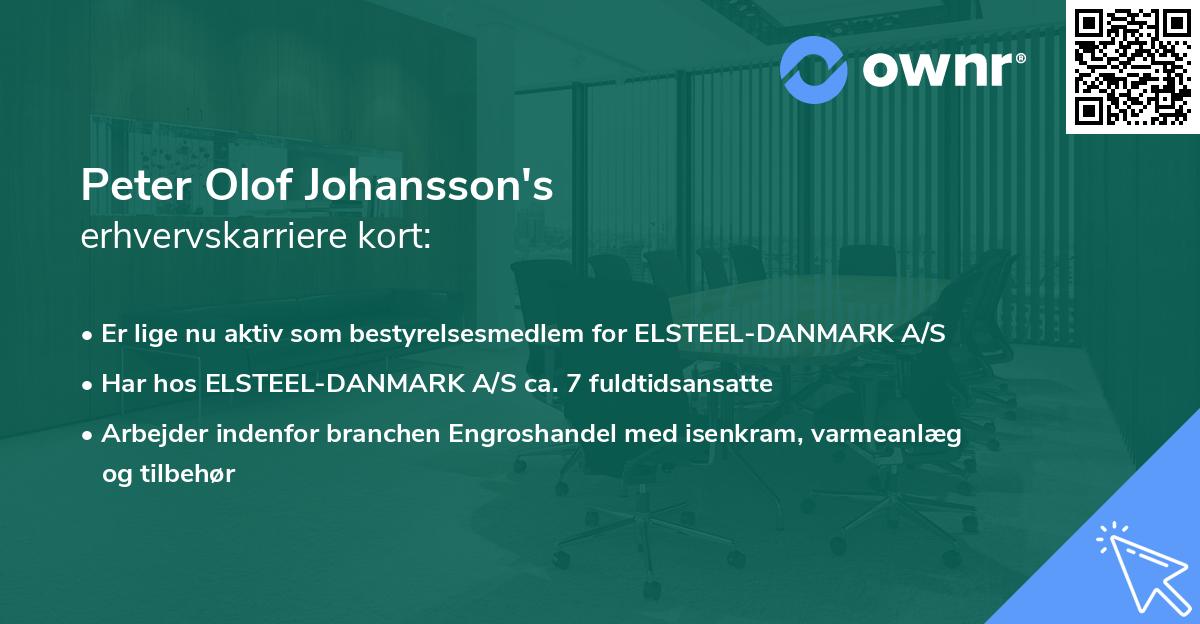 Peter Olof Johansson's erhvervskarriere kort