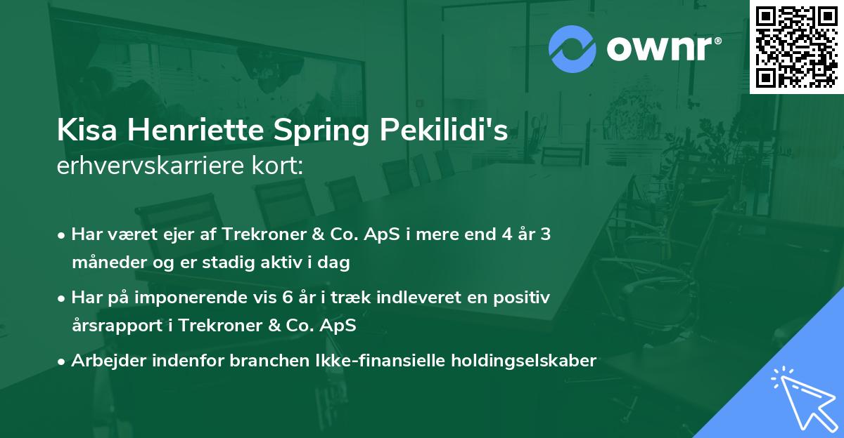 Kisa Henriette Spring Pekilidi's erhvervskarriere kort