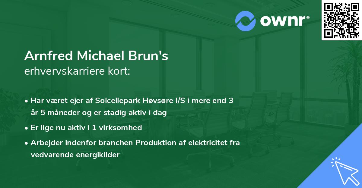 Arnfred Michael Brun's erhvervskarriere kort