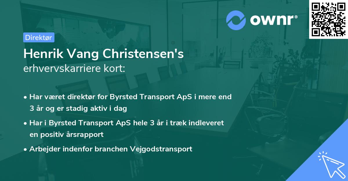 Henrik Vang Christensen's erhvervskarriere kort
