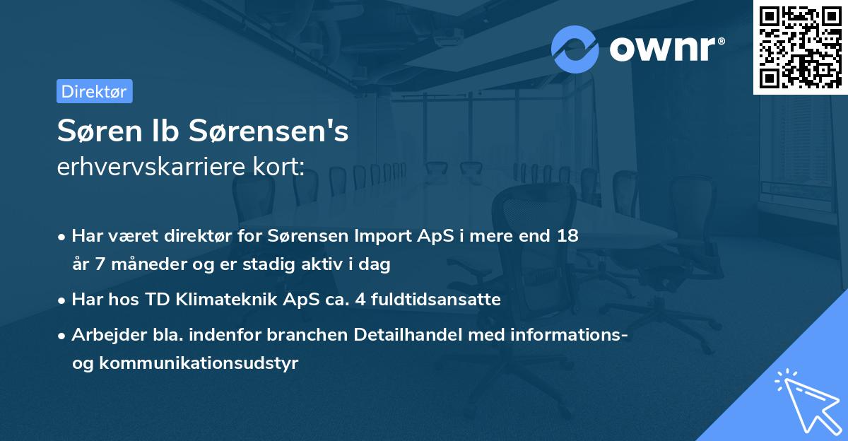 Søren Ib Sørensen's erhvervskarriere kort