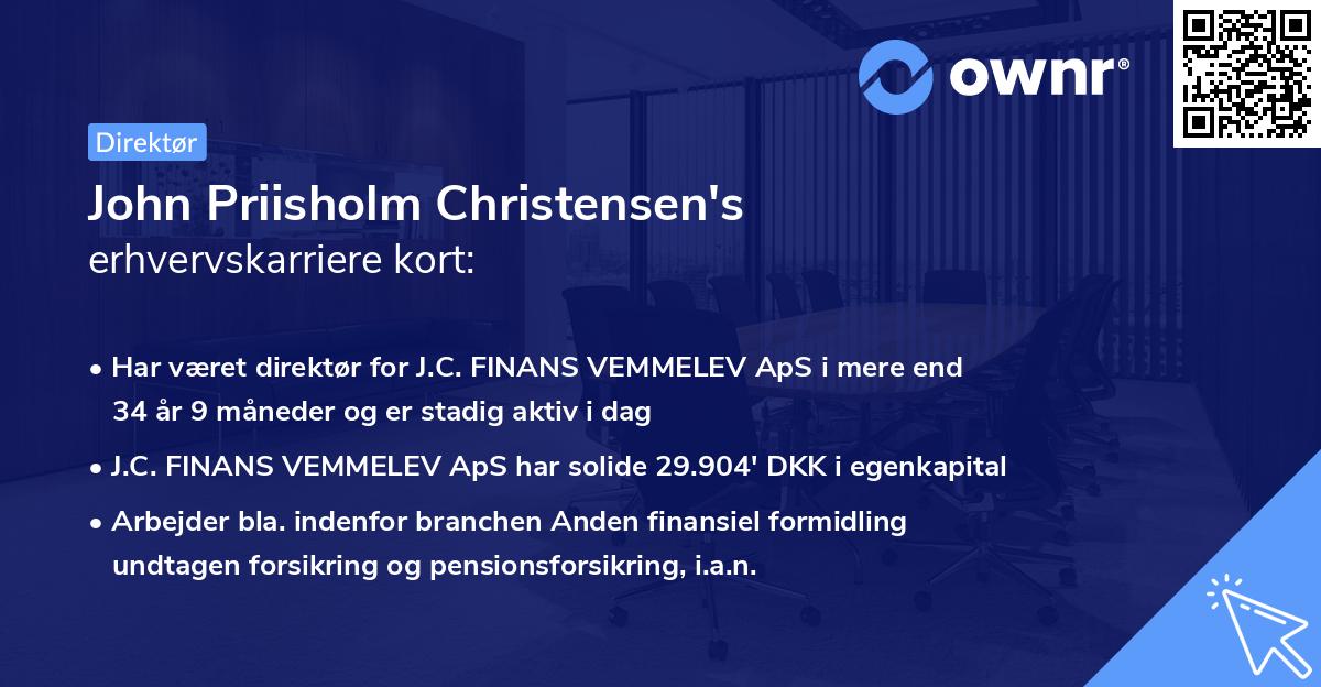 John Priisholm Christensen's erhvervskarriere kort