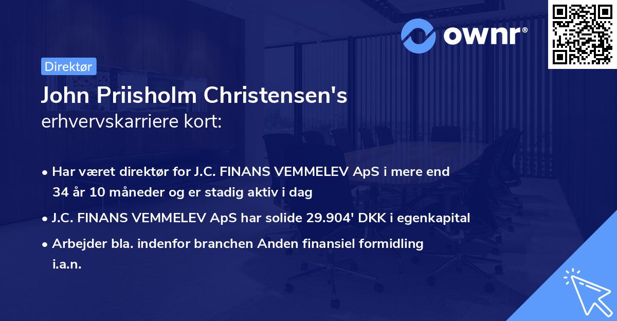 John Priisholm Christensen's erhvervskarriere kort