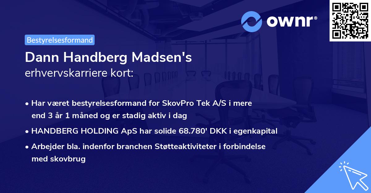 Dann Handberg Madsen's erhvervskarriere kort