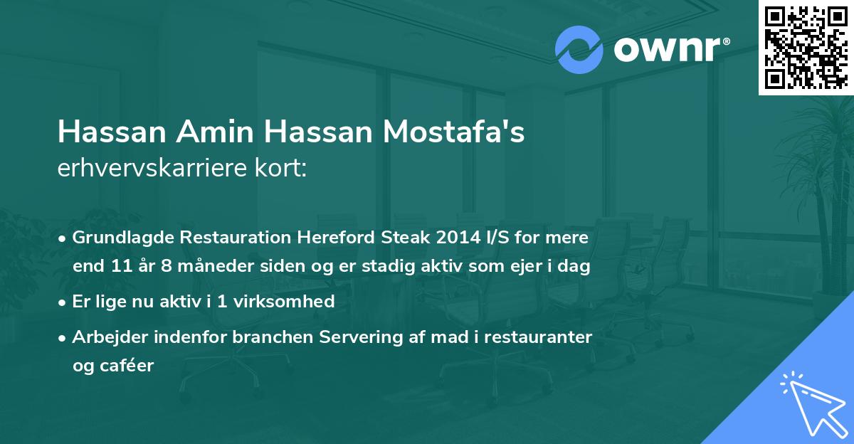 Hassan Amin Hassan Mostafa's erhvervskarriere kort