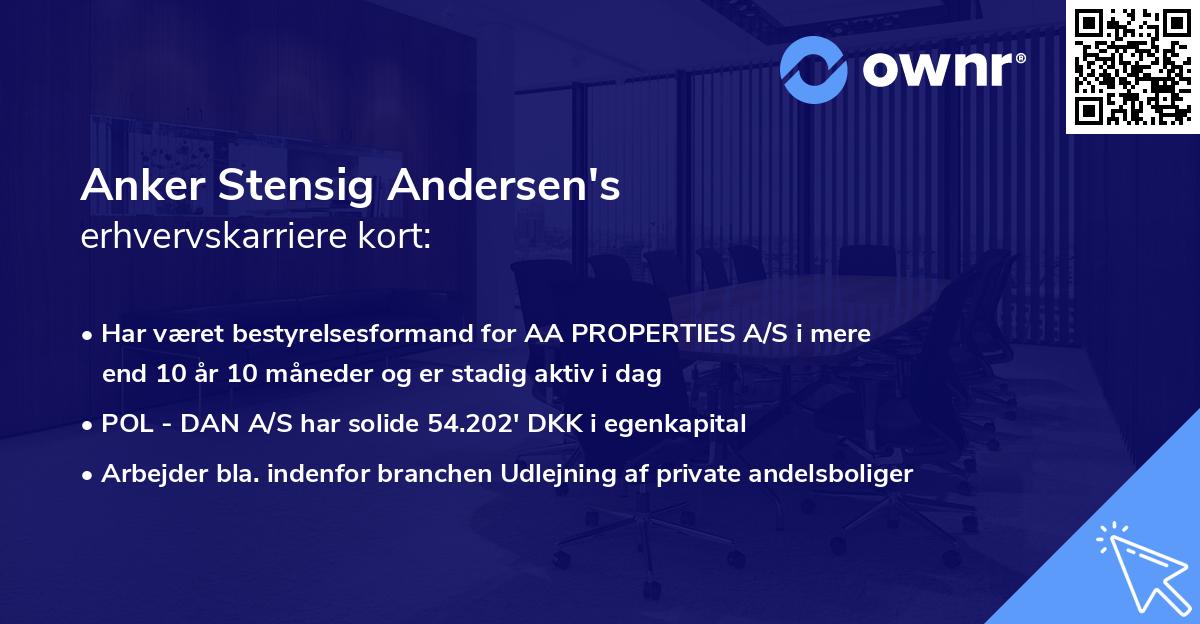 Anker Stensig Andersen's erhvervskarriere kort