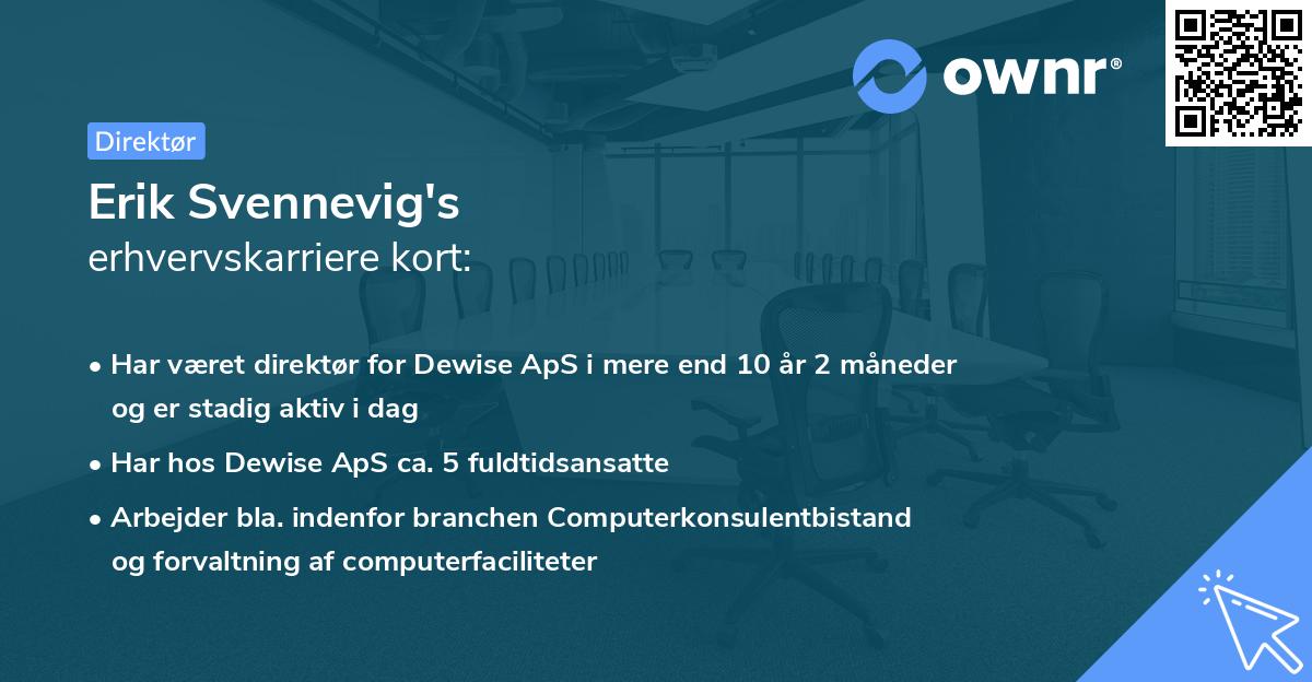 Erik Svennevig's erhvervskarriere kort