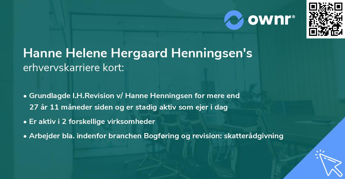 Hanne Helene Hergaard Henningsen's erhvervskarriere kort