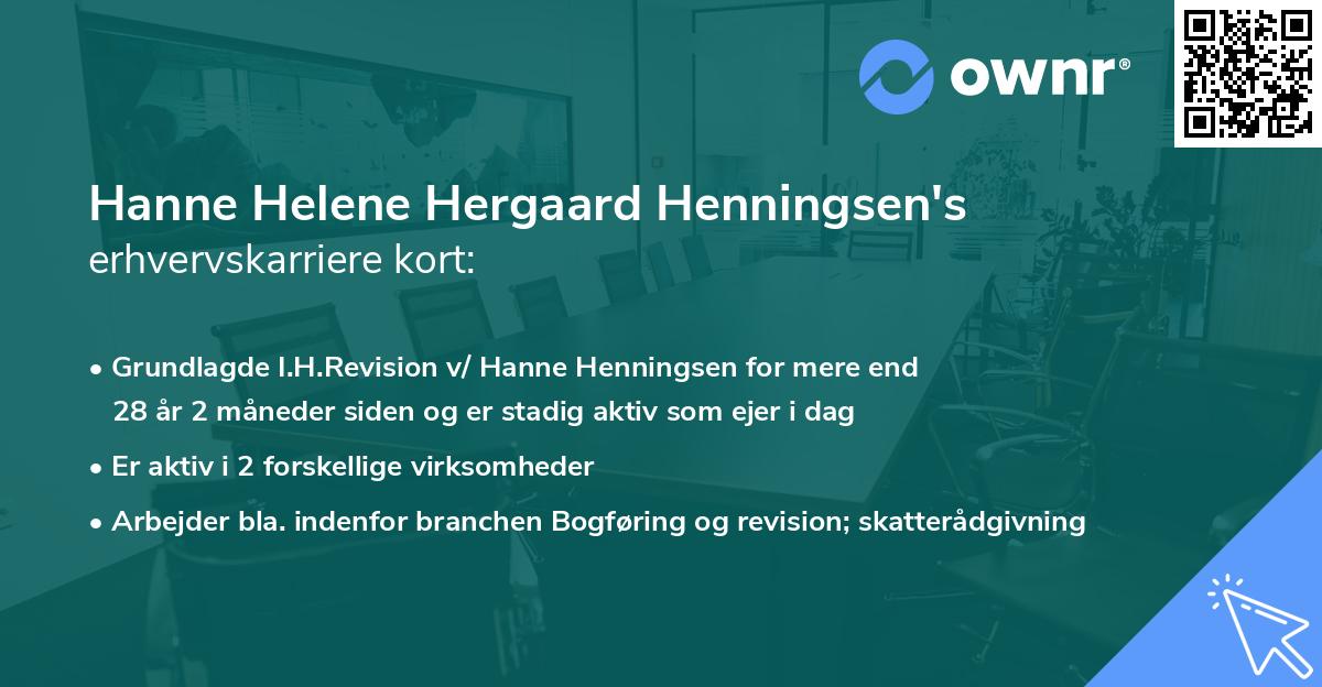 Hanne Helene Hergaard Henningsen's erhvervskarriere kort