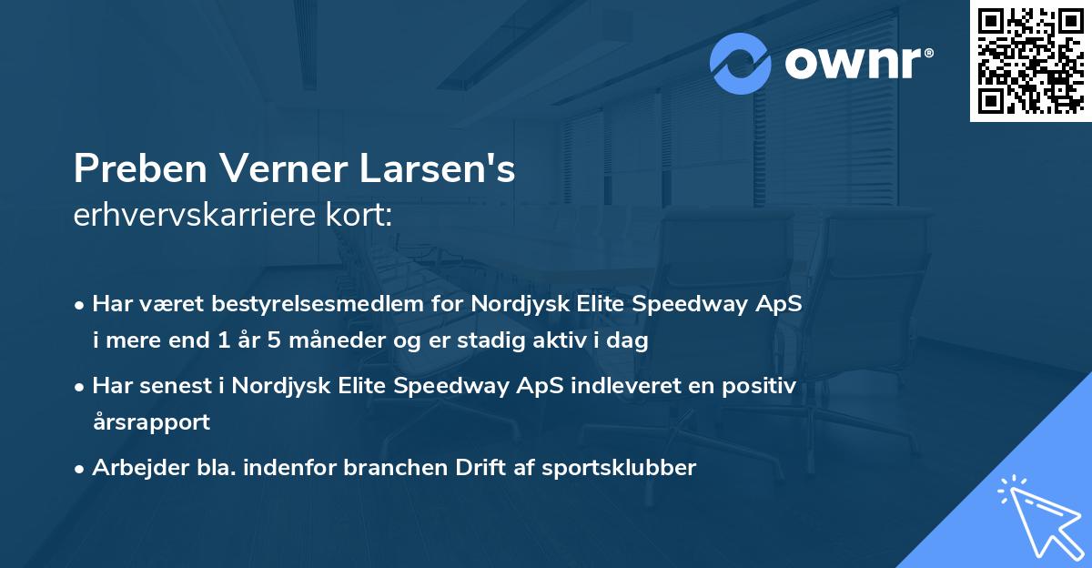 Preben Verner Larsen's erhvervskarriere kort