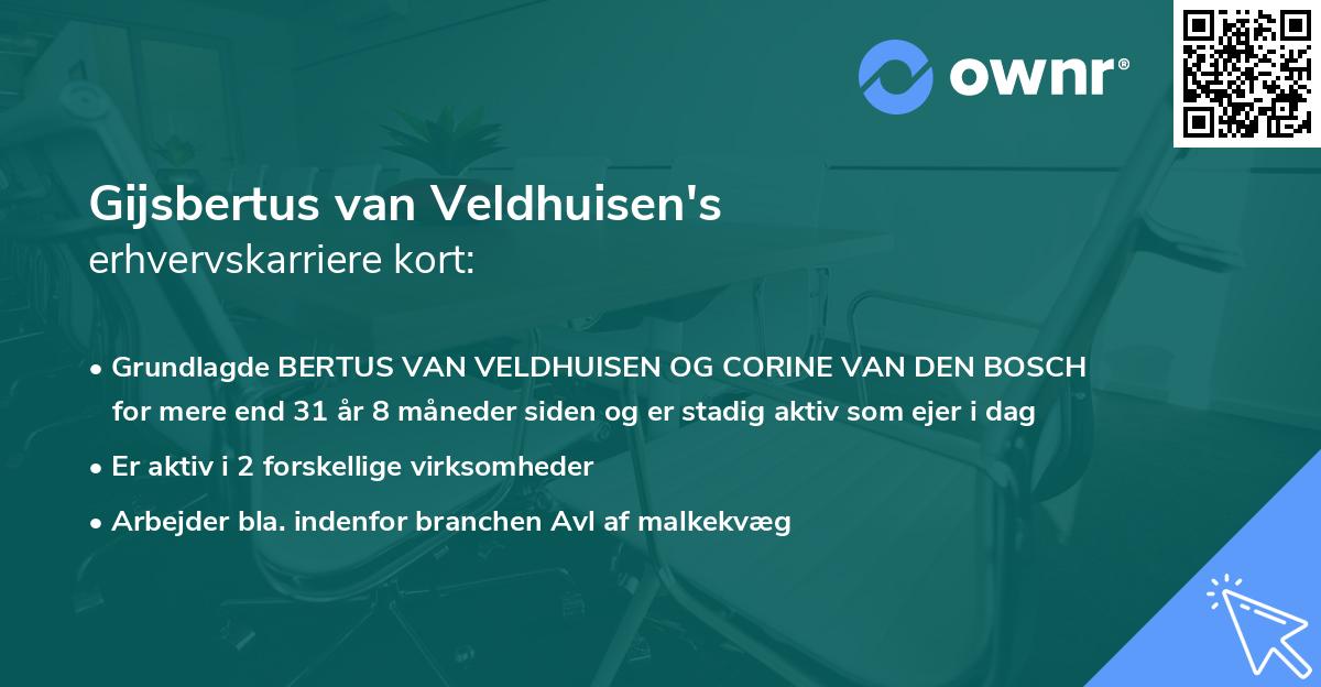Gijsbertus van Veldhuisen's erhvervskarriere kort