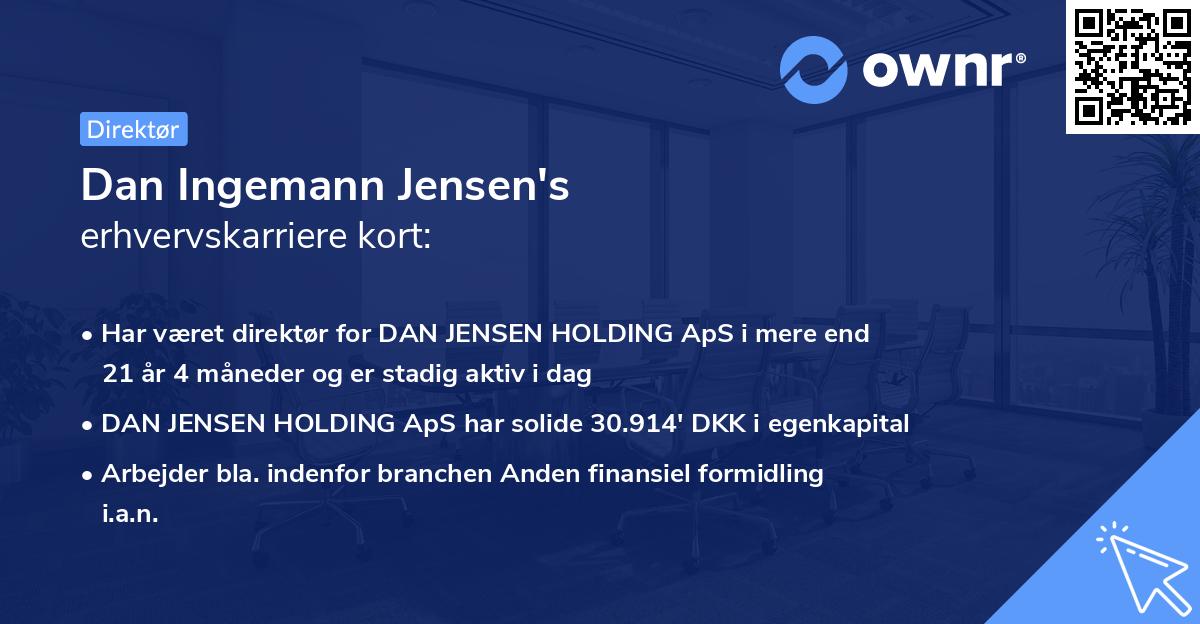 Dan Ingemann Jensen's erhvervskarriere kort