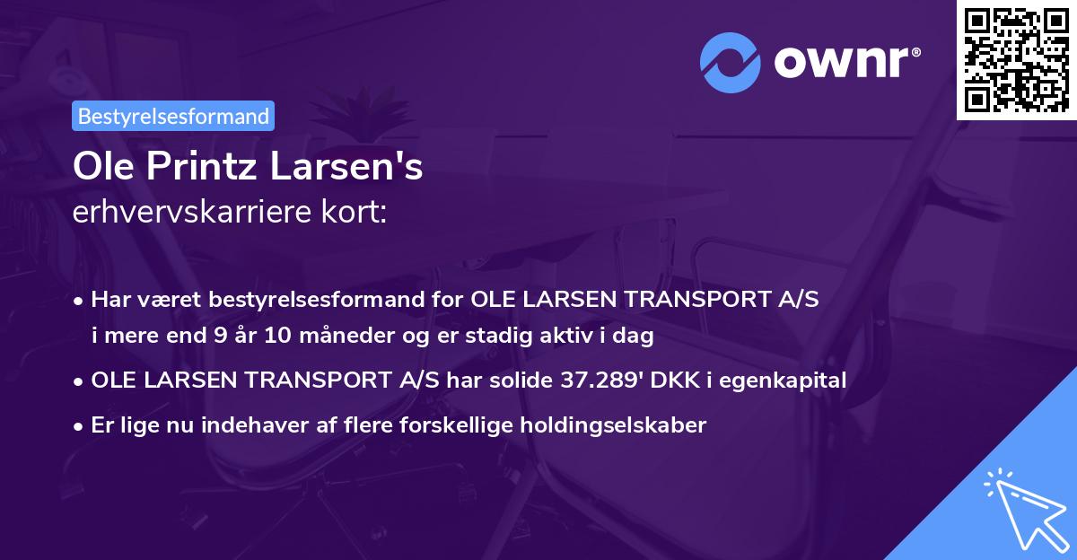 Ole Printz Larsen's erhvervskarriere kort