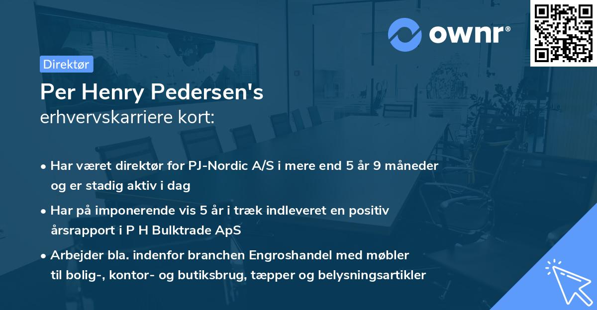 Per Henry Pedersen's erhvervskarriere kort