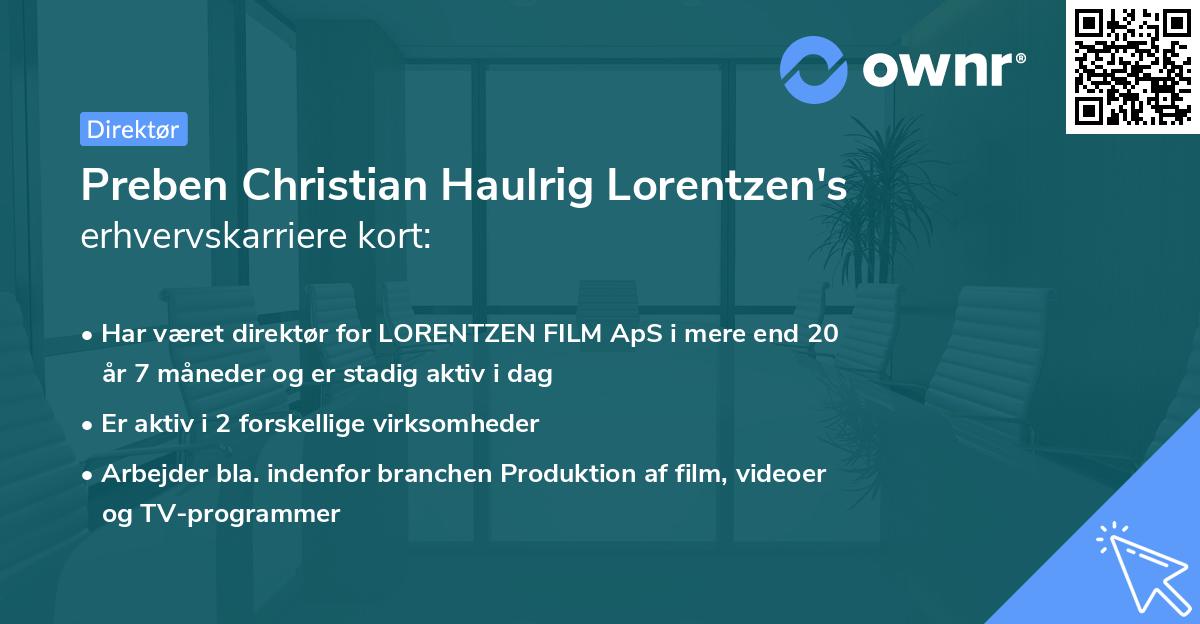 Preben Christian Haulrig Lorentzen's erhvervskarriere kort