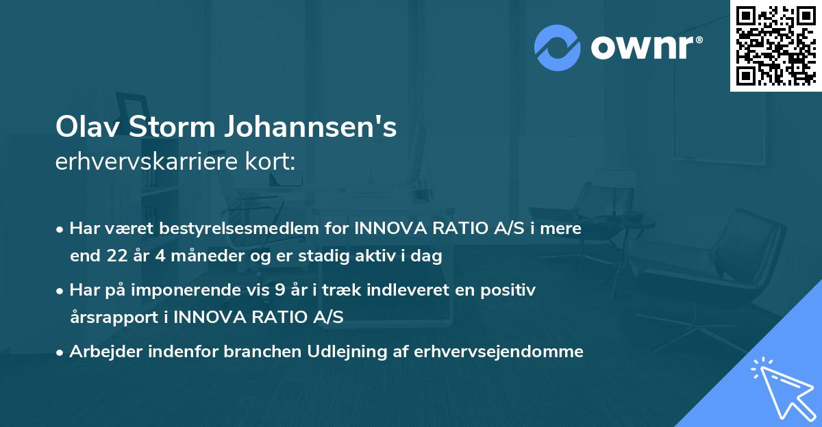 Olav Storm Johannsen's erhvervskarriere kort