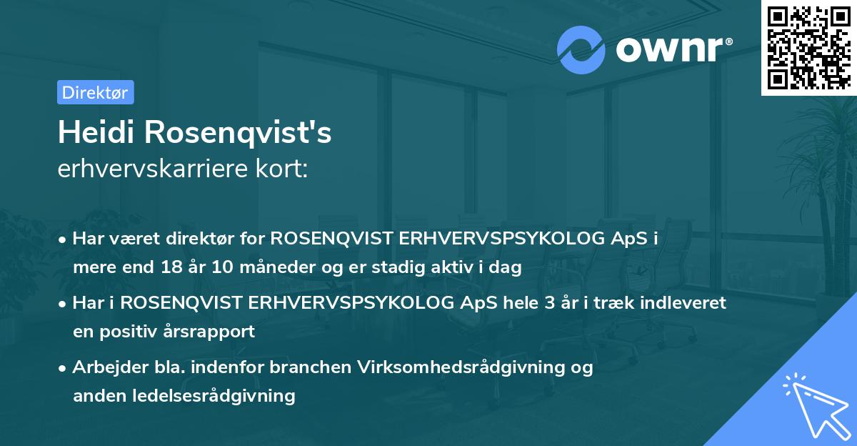 Heidi Rosenqvist's erhvervskarriere kort