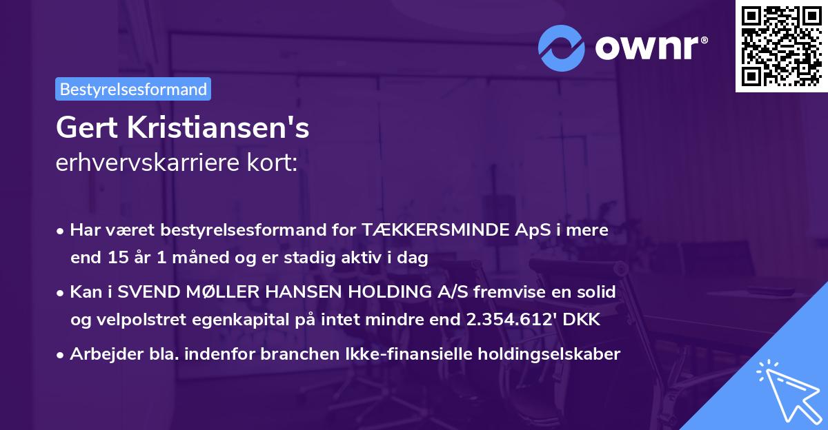 Gert Kristiansen's erhvervskarriere kort