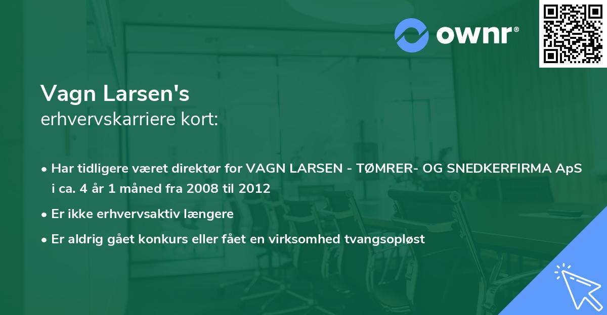Vagn Larsen's erhvervskarriere kort