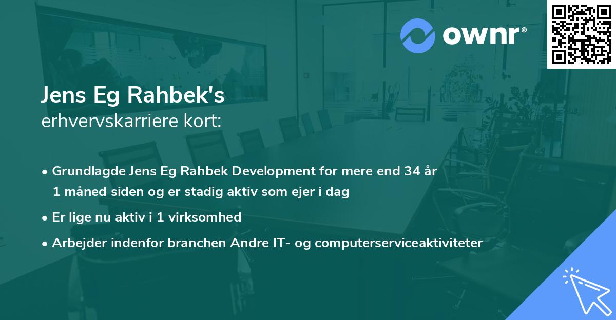 Jens Eg Rahbek's erhvervskarriere kort