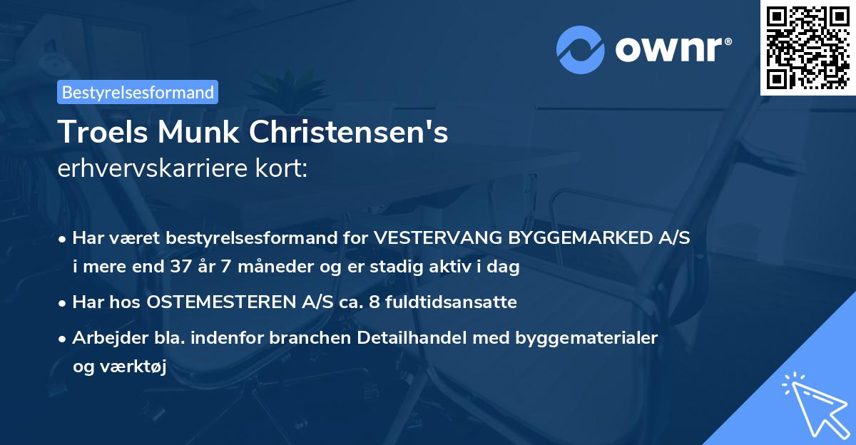 Troels Munk Christensen's erhvervskarriere kort