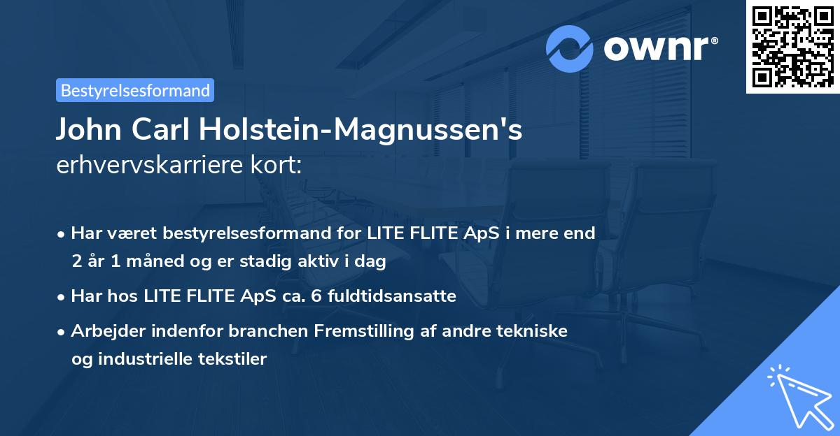 John Carl Holstein-Magnussen's erhvervskarriere kort