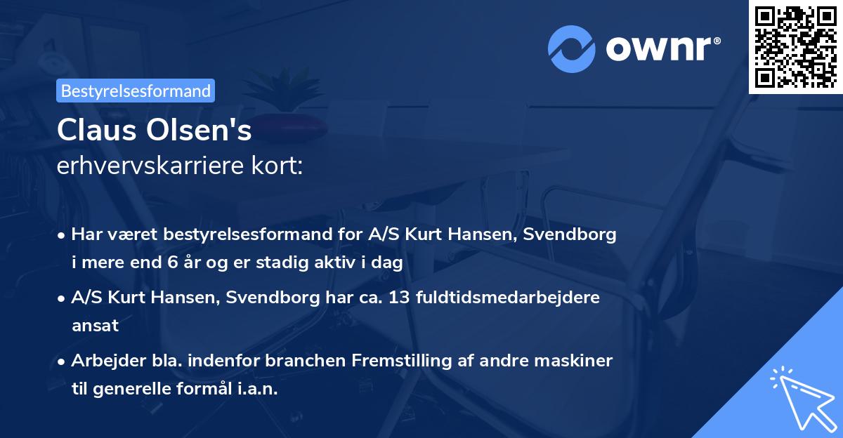 Claus Olsen's erhvervskarriere kort