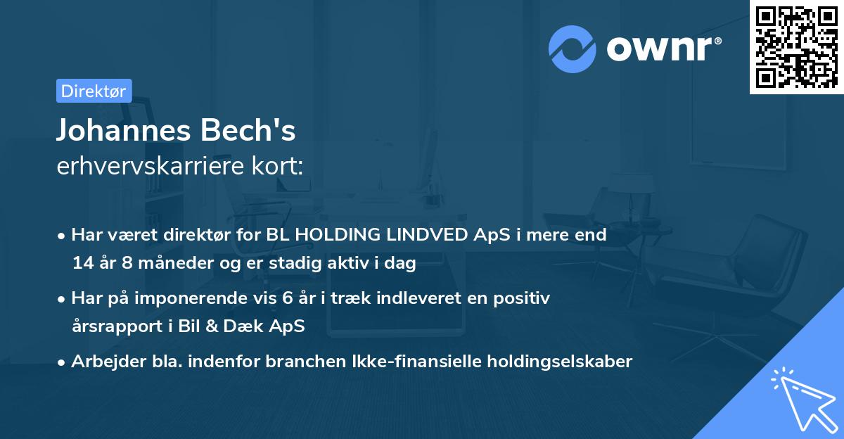 Johannes Bech's erhvervskarriere kort