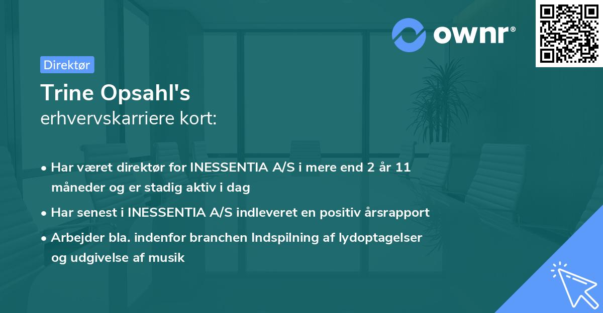 Trine Opsahl's erhvervskarriere kort